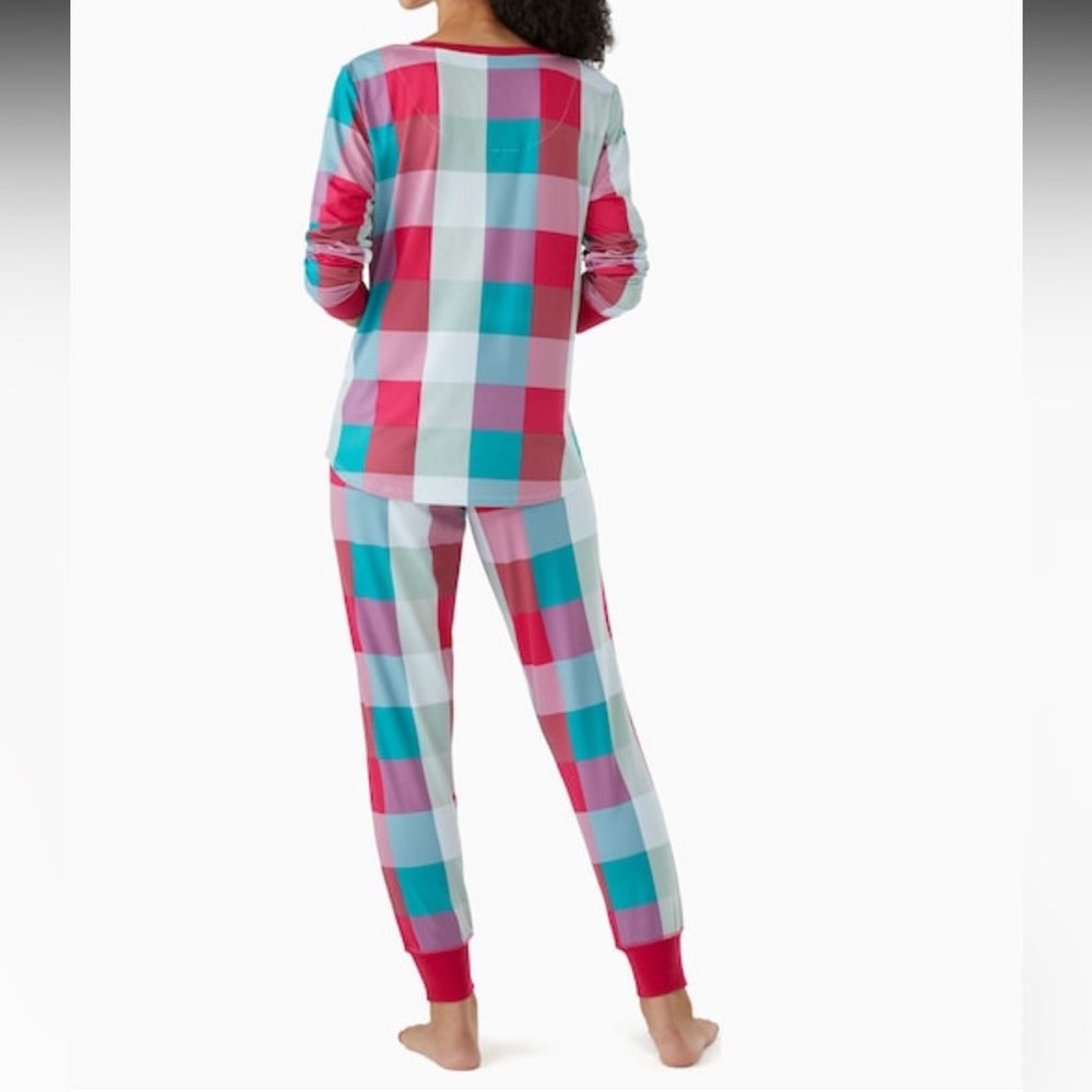 🎉HP🎉New! Kate Spade Tartan Rainbow Plaid Jersey Pajama JoggerLounge 3Pc Set XL - Picture 4 of 11